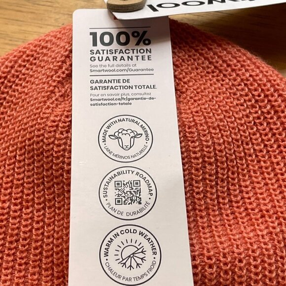 NWT Smartwool Kid's Patch Double Layer Wool Knit Beanie Cap Wild Salmon L/XL - Picture 6 of 7